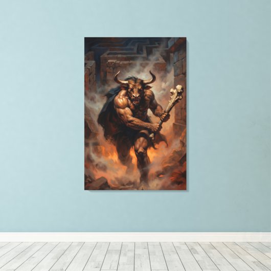 De kolossale Minotaurus van het Labyrint Canvas Afdruk (Insitu (Houten vloer))