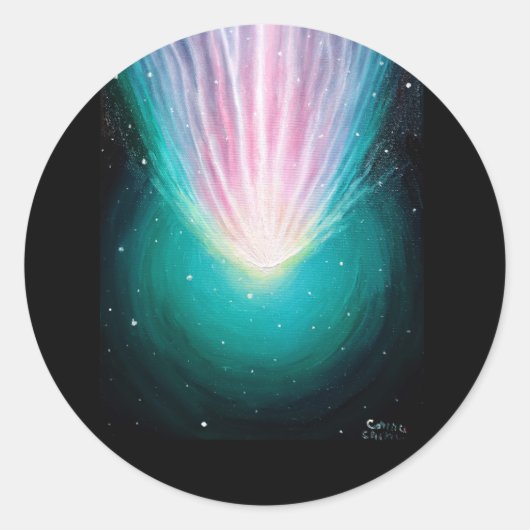 De komeet Leonard Ronde Sticker (Voorkant)