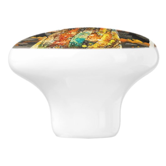 De komst van de Herfst Keramische Knop (Zijkant)