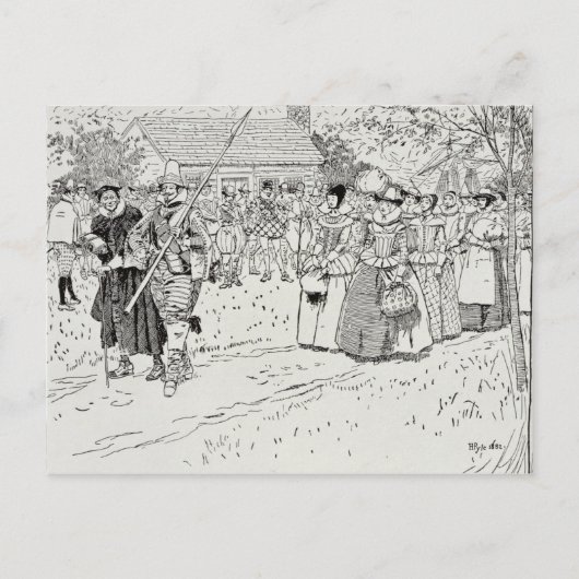 De komst van de jonge vrouwen in Jamestown Briefkaart (Voorkant)
