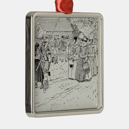 De komst van de jonge vrouwen in Jamestown Metalen Ornament (Rechts)