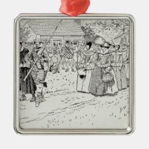 De komst van de jonge vrouwen in Jamestown Metalen Ornament