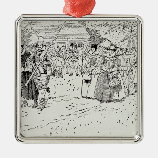 De komst van de jonge vrouwen in Jamestown Metalen Ornament (Voorkant)