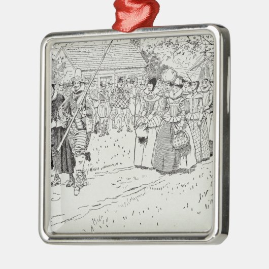 De komst van de jonge vrouwen in Jamestown Metalen Ornament (Links)