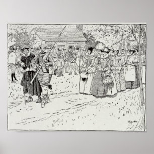 De komst van de jonge vrouwen in Jamestown Poster