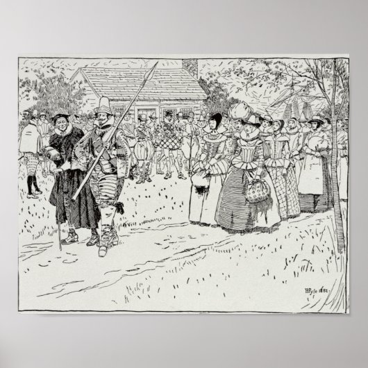 De komst van de jonge vrouwen in Jamestown Poster (Voorkant)