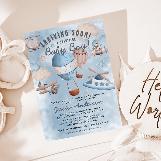 De komst van een nieuwe Aviator: Boy Baby shower Kaart