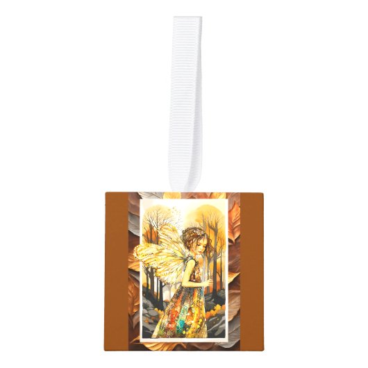 De komst van Herfst Cube Ornament (Voorkant)