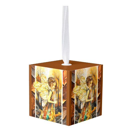De komst van Herfst Cube Ornament (Achter hoekig)