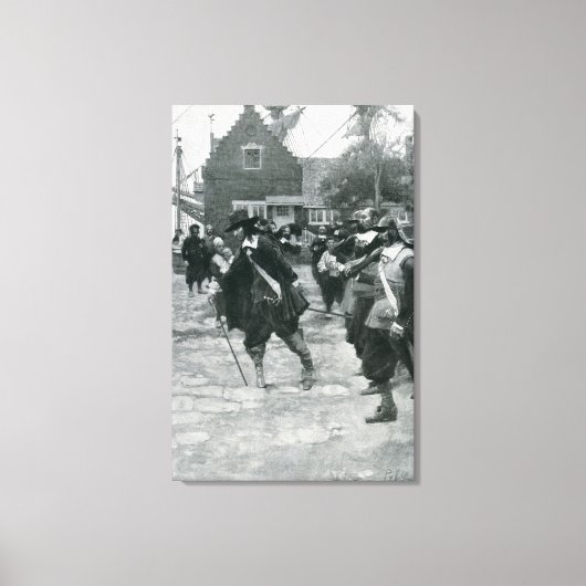 De komst van Stuyvesant in New Amsterdam Canvas Afdruk (Voorkant)
