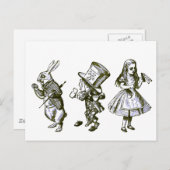 De konijn, de Hatter en Alice uit Wonderland Briefkaart (Voorkant / Achterkant)