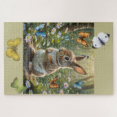 De konijn en de vlinders legpuzzel (Horizontaal)