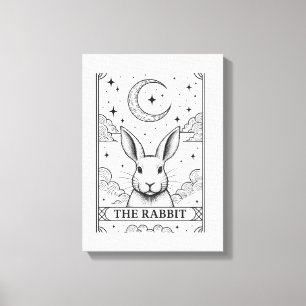 De Konijn Mystieke Maan Tarotkaart Illustratie Canvas Afdruk