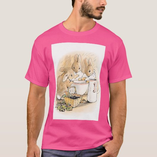 De konijnenfamilie die thee drinkt van Beatrix Pot T-shirt (Voorkant)
