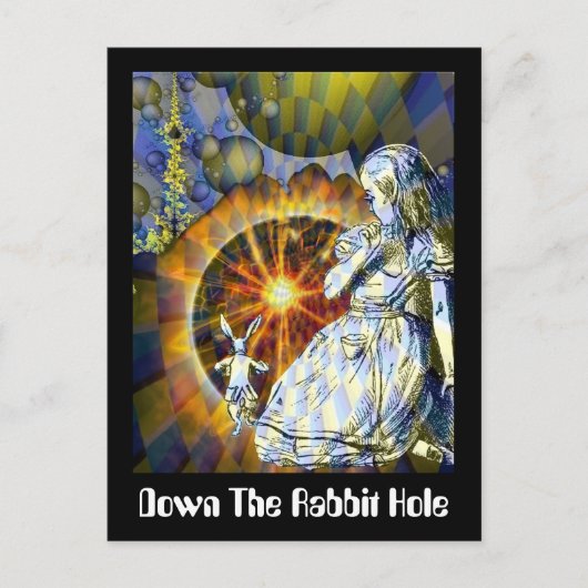 De konijnenhol omlaag briefkaart (Voorkant)