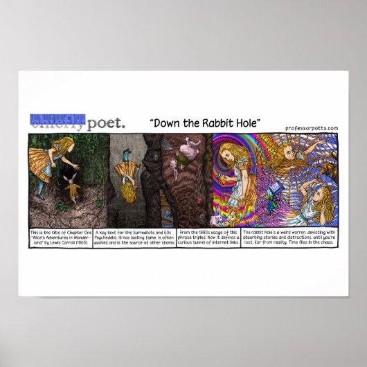 De konijnenhol omlaag poster (Voorkant)