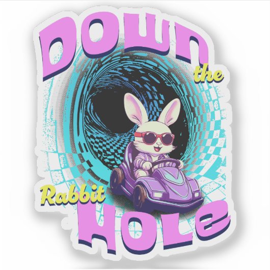 De konijnenhol omlaag sticker (Voorkant)