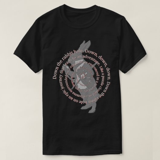 De konijnenhol omlaag t-shirt (Design voorkant)