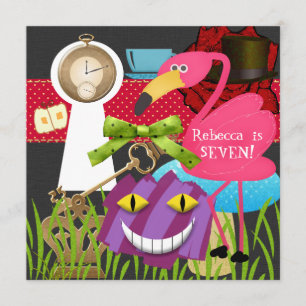 De konijnenhole Wonderland Birthday Invite Kaart