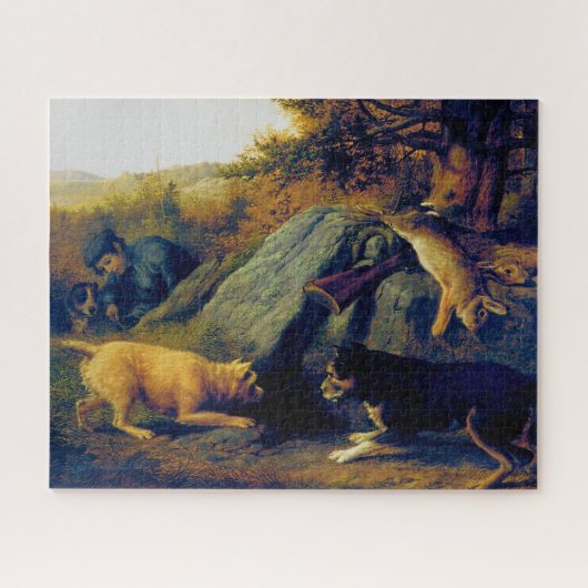 De konijnenjagers Thomas Hewes Hinckley 1850 Legpuzzel (Horizontaal)