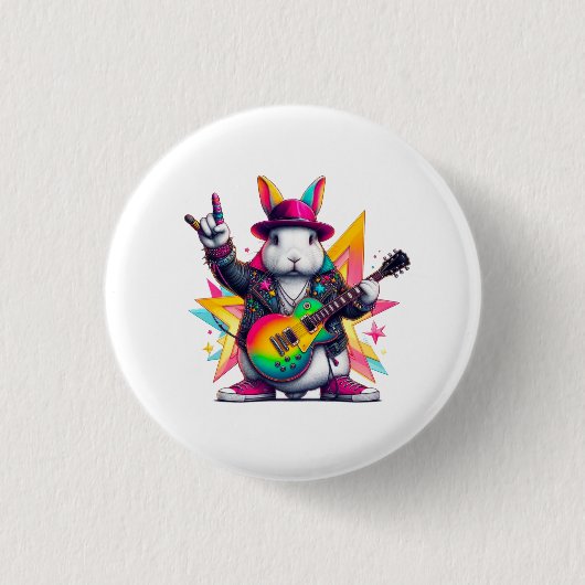 De konijnenrockster ronde button 3,2 cm (Voorkant)