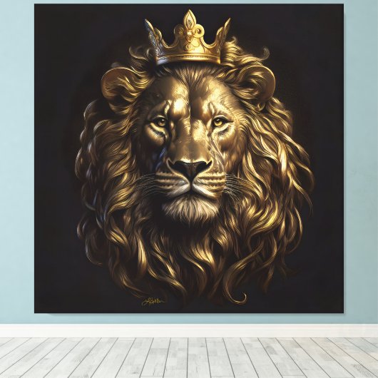 De koning! De niet-zo-laffe leeuw van Oz Canvas Afdruk (Insitu (Houten vloer))