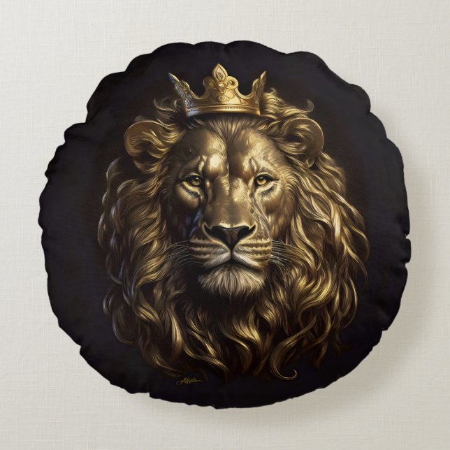 De koning! De niet-zo-laffe leeuw van Oz Rond Kussen (Voorkant)