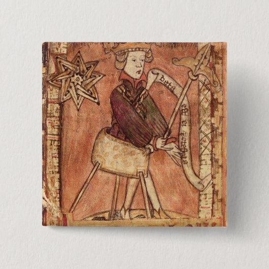 De koning doet recht vierkante button 5,1 cm (Voorkant)