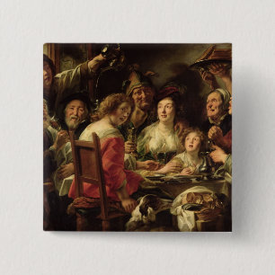 De koning Drink Vierkante Button 5,1 Cm