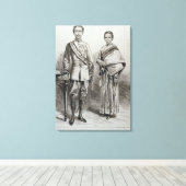De koning en de koningin van Siam Canvas Afdruk (Insitu (Houten vloer))