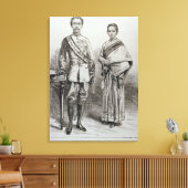 De koning en de koningin van Siam Canvas Afdruk (Insitu (Woonkamer))