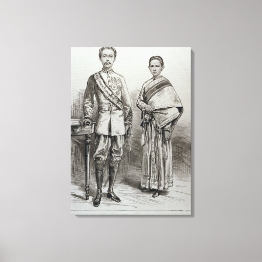 De koning en de koningin van Siam Canvas Afdruk (Voorkant)