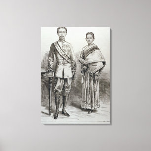 De koning en de koningin van Siam Canvas Afdruk