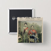 De koning en de koningin van Siam Vierkante Button 5,1 Cm (Voorkant /achterkant)