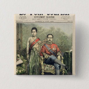 De koning en de koningin van Siam Vierkante Button 5,1 Cm