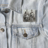 De koning en de koningin van Siam Vierkante Button 5,1 Cm (In situ)