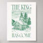 De Koning is gekomen Groene Winter Cabin Christmas Poster (Voorkant)
