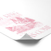 De koning is gekomen roze winter cabine kerst post poster (Hoek)