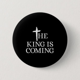 De Koning Komt Christendom Bijbelvers Christus Ronde Button 5,7 Cm