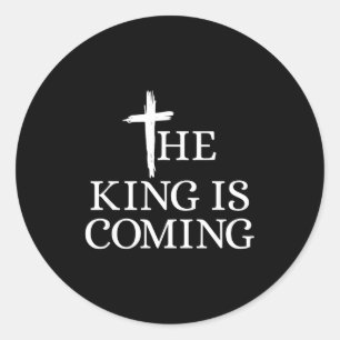 De Koning Komt Christendom Bijbelvers Christus Ronde Sticker