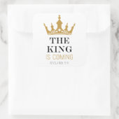 De KONING komt - Openbaring 17:14 Christelijk Vierkante Sticker (Tas)