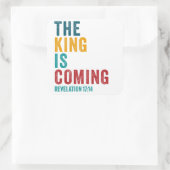 De KONING komt - Openbaring 17:14 Christelijk Vierkante Sticker (Tas)