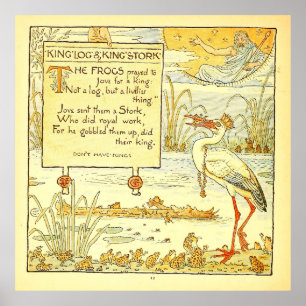 De koning Log en koning Stork 1887 Walter Crane Poster