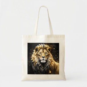 De Koning: Majestueus Goud En Grijs Mannelijk Leeu Tote Bag
