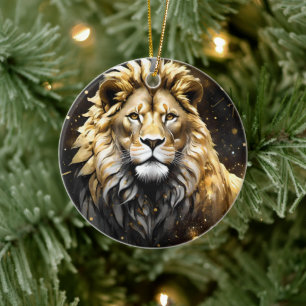 De koning: majestueuze gouden en grijze mannelijke keramisch ornament