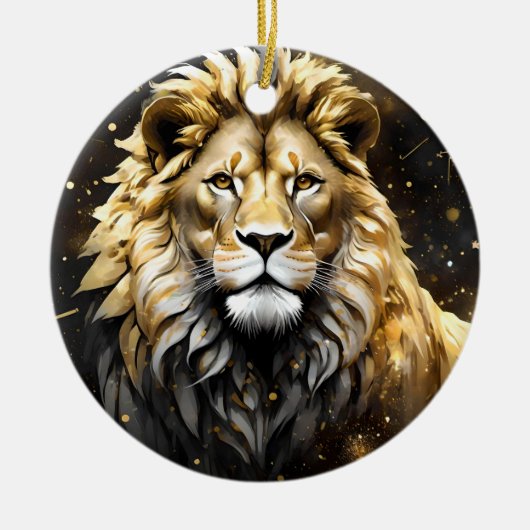 De koning: majestueuze gouden en grijze mannelijke keramisch ornament (Voorkant)