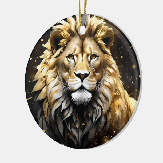 De koning: majestueuze gouden en grijze mannelijke keramisch ornament (Links)