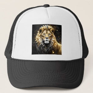 De koning: majestueuze gouden en grijze mannelijke trucker pet