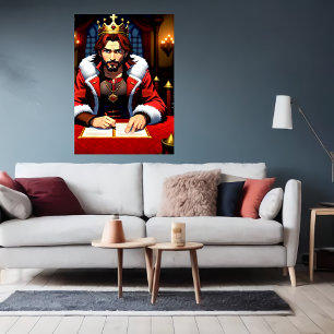 De Koning ondertekent papier AI Art Poster