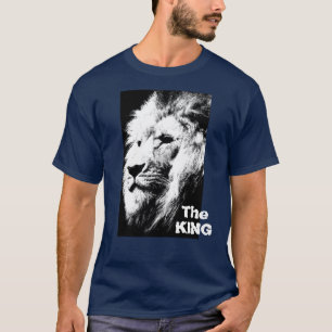 De koning Pop Art Lion Hoofd Sjabloon Moderne Mann T-shirt